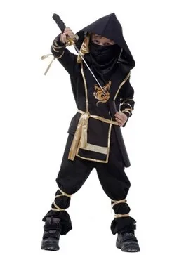 Превосходное качество, классический карнавальный костюм на Хэллоуин, атласный черный мужской костюм ниндзя для взрослых, Детский костюм для боевых искусств