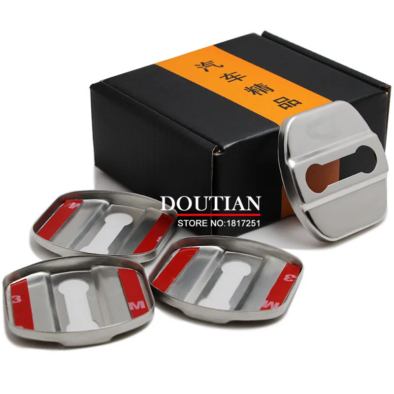 

NEW 3D Stainless Steel Door Lock Buckle Protection Protective Cover Trim 4pcs For Nissan Leaf 2017 2018 2019 Car Accessories