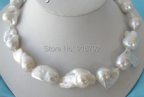 

YH@CS >>charming huge 23mm white SOUTH Reborn Keshi Pearls necklace