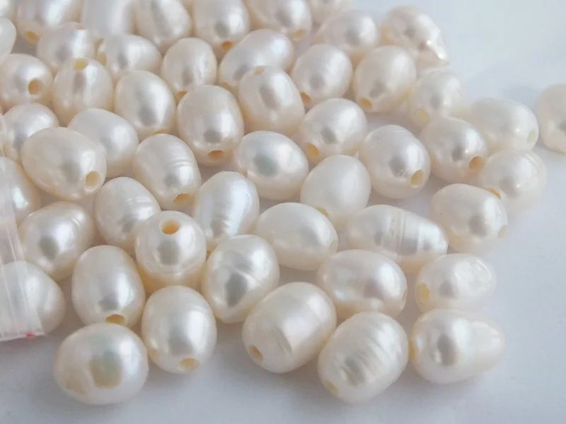 

Free ship!!! A-3432 200pcs/lot 9-10mm 2mm Big Hole White Rice Loose Freshwater Pearl Beads