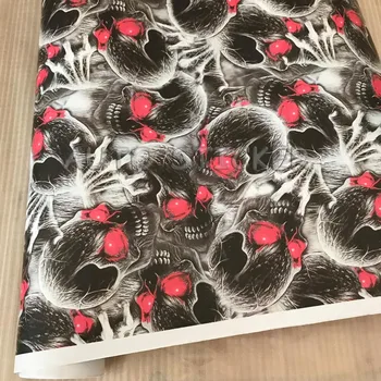 

10/20/30/40/50X152CM/LOT Red Eyes Skull Camouflage Vinyl Car Wrap PVC Adhesive Graffiti Bomb Film For Truck Hood Roof Motors