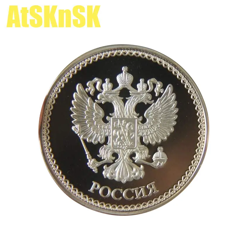 AtSKnSK позолоченный России Юбилейные монеты 40 мм Храм Спаса на крови сувенирная
