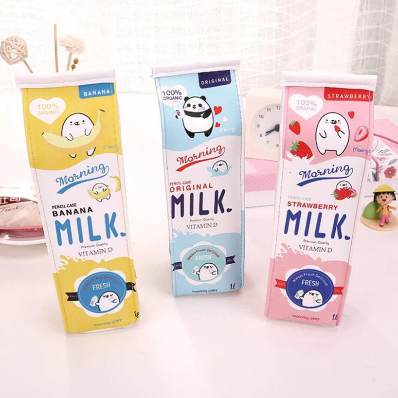 

Cute School Case Korea School Pencil Case Milk Pencil Case Unusual Pencil cases For Girls Boys School Supplies