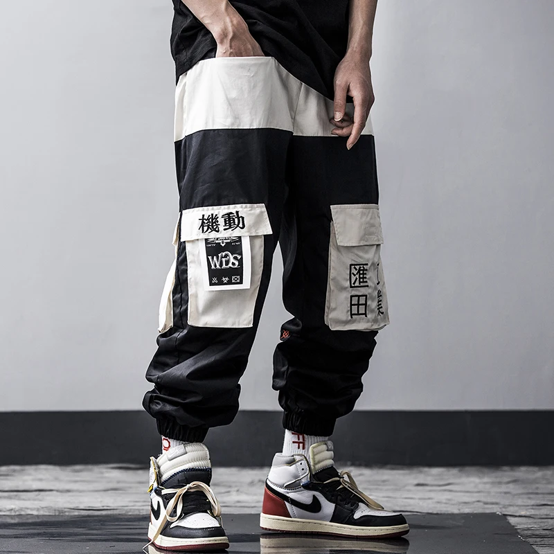 

2019 Big Pocket Hip Hop Tooling Tactical Pants Men's Jogger Oversized Street Dress Military Trousers Color Matching Pants