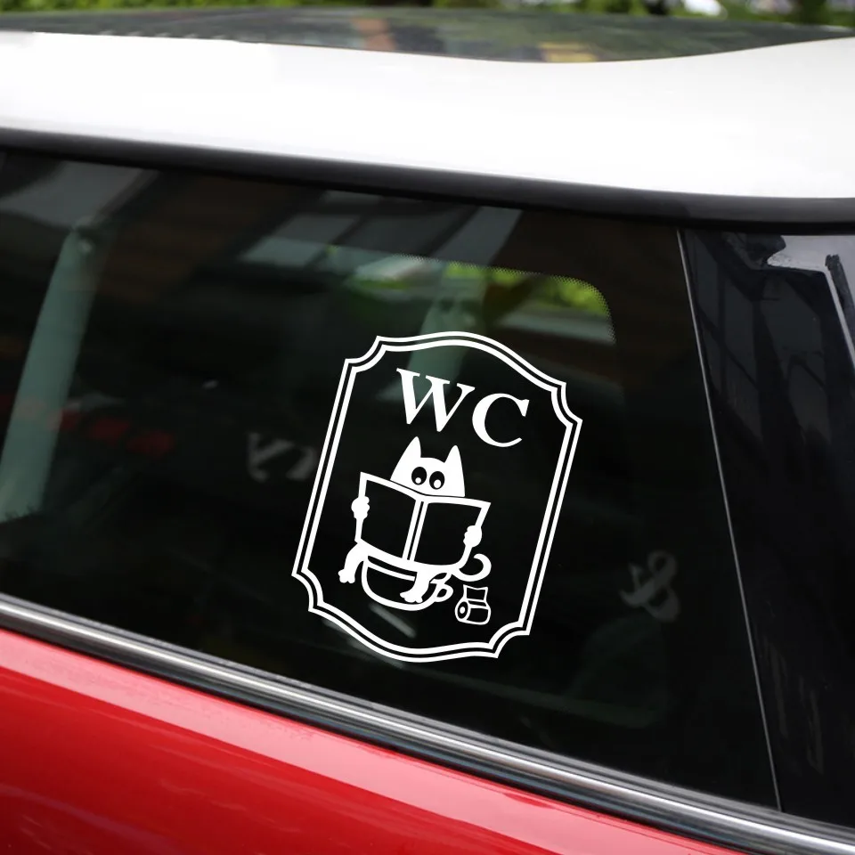Cunymagos WC Water Closet Cartoon Cat Creative Car Sticker Fashion Funny Window Decoration Decal Car Styling Stickers 11CM15CM (7)