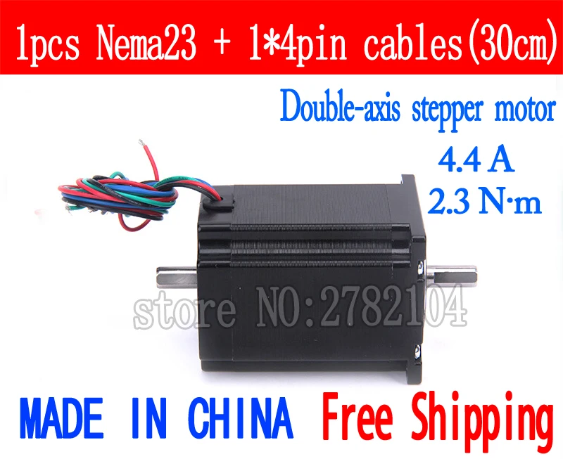 

Free shipping 1pc Quality 57HB3401 Double axis 4-lead Nema 23 Stepper Motor 57 motor 57BYGH 3.5A 1.3N.m CNC Laser and 3D printer