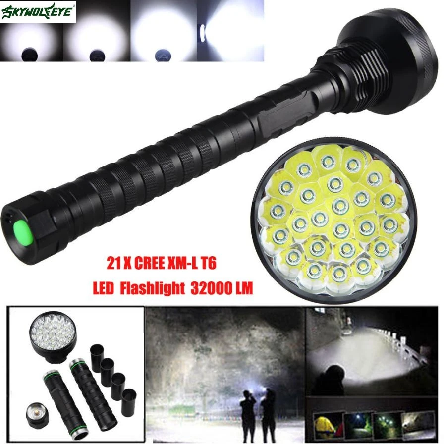 

DC 12 Shining Hot Selling Drop Shipping 32000LM 24x XML T6 LED Flashlight 5 Modes Torch 26650/18650 Camping Lamp Light