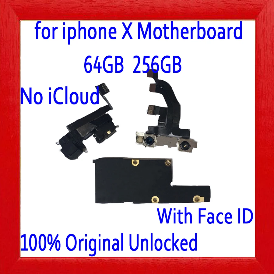 

for iphone X Motherboard with Face ID,Original unlocked for iphone X Mainboard with Free iCloud,for iphone X Plate,64GB 256GB
