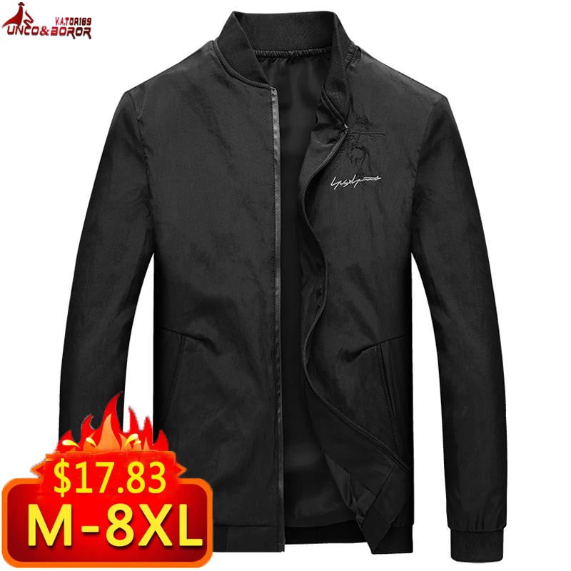 

Mens Jackets Casual Solid Color Coats Mens Windbreaker Sportswear Stand Collar Slim 6XL 7XL 8XL Jackets Male Bomber Jackets