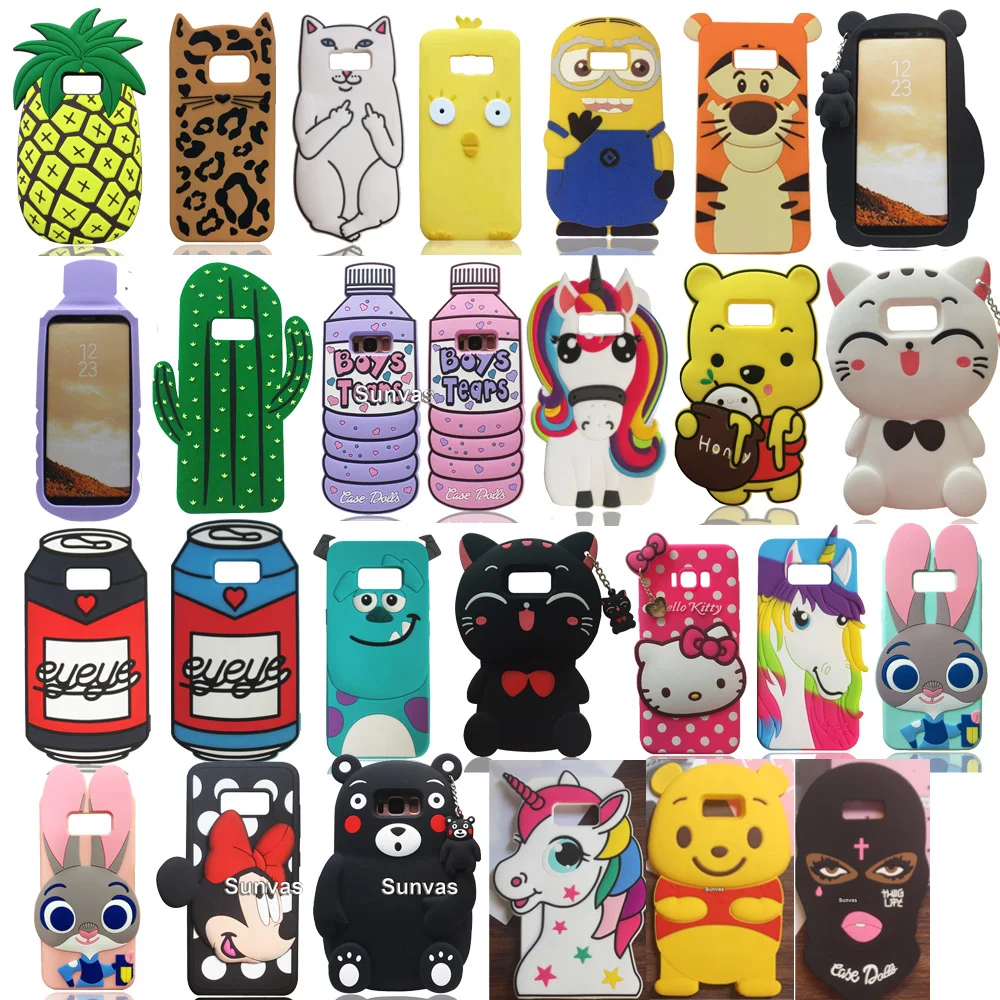 New Cartoon 3D Cases For Samsung Galaxy S8 S8+ Plus Cute Silicone Soft Back Phone Case Skin Cover Shell Phone Cases Funda Coque