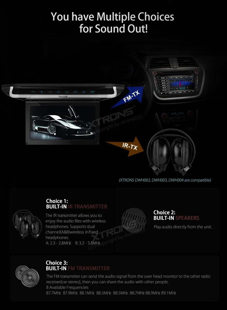 Sale NEW 10" HD Digital TFT Monitor Touch Panel Car Roof DVD Player with HDMI & 2pcs IR headphones 10