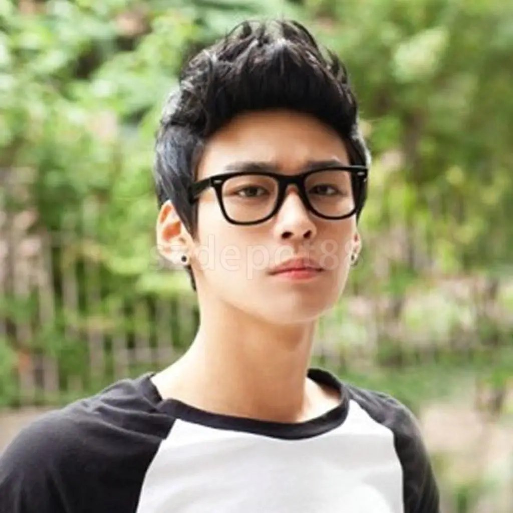 

Fashion Mens Boys Handsome Black Short Quiff Hair Cosplay Party Costume Synthetic Hair Wig Full Wigs 20cm