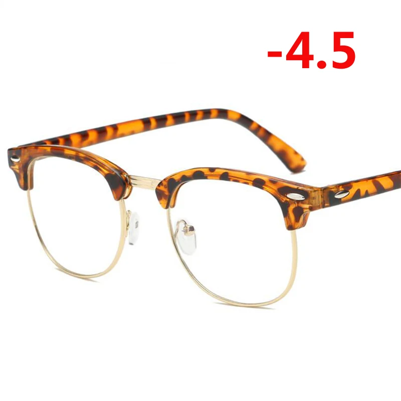 0,5-1,0-1,5-2,0 до-6,0 заклепки готовая близорукость очки женские половина оправы очки 1,56 индекс преломления ретро оптические очки - Цвет оправы: Myopia 450