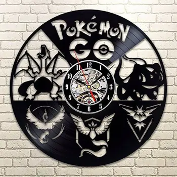

2019 New Klok Vinyl Wall Clock Design Decoration Children Room Pokemon Go Cartoon Clocks Kids Watch Home Decor Silent 12 Inch