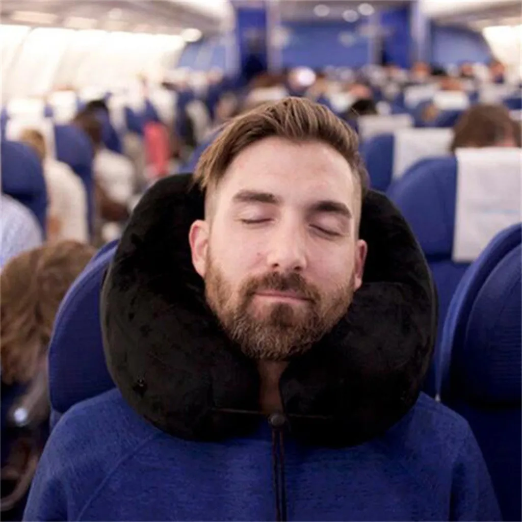 

1pc H-shaped Neck Pillow Inflatable Soft Car Air Plane Travel Head Support Neck Cushion Comfortable Travel Pillow Sleeping Pad