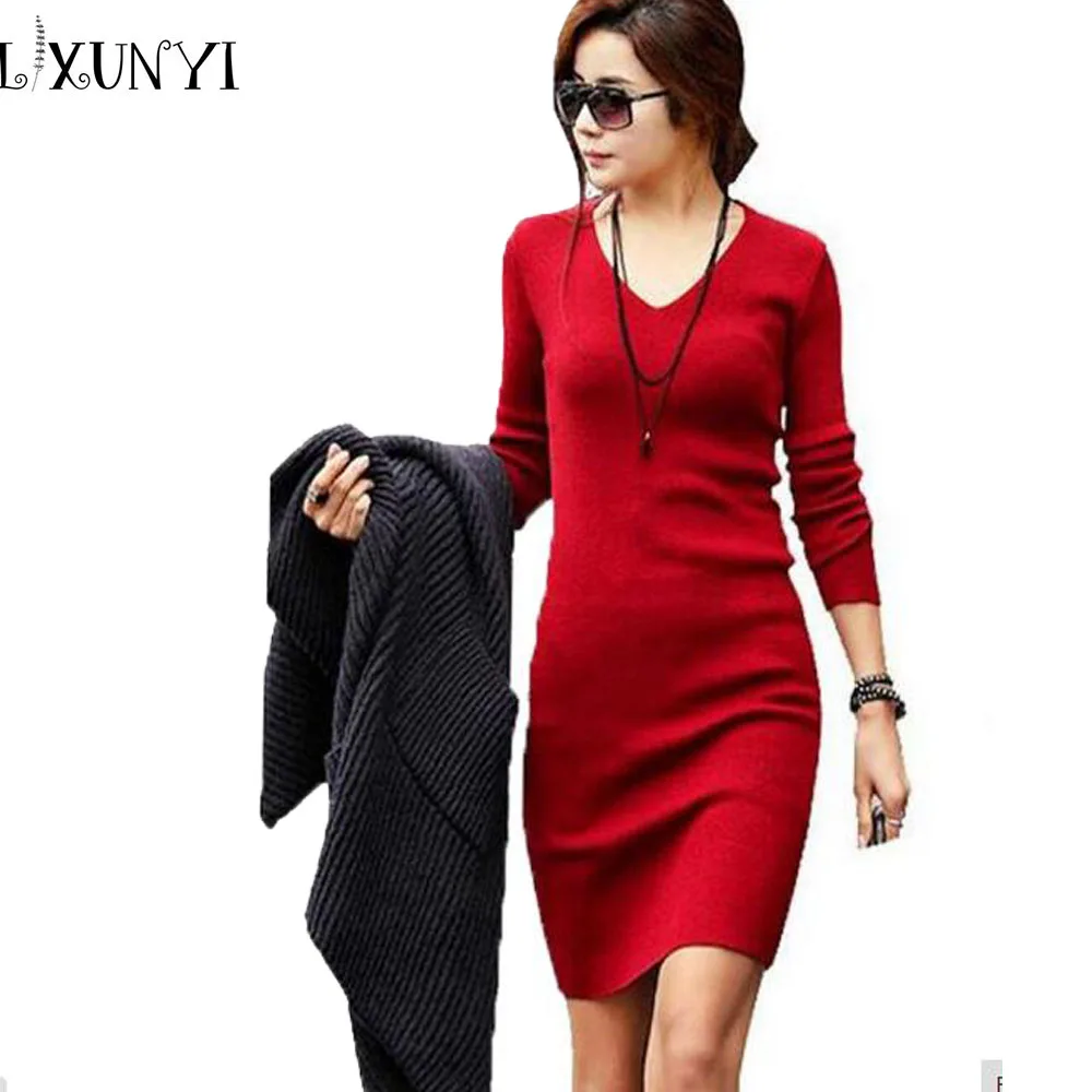 Black long sleeve sweater dress 2017 Black long sleeve sweater dress 2017