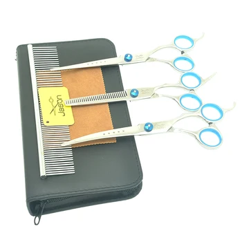 

7" Pet Scissors for Dog Grooming Animal Scissors Set Hair Cutting Tesoura Dogs Straight Curved Thinning Shears Clippers LZS0760