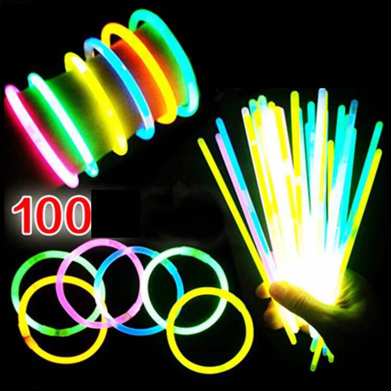 100 шт. для рождественской вечеринки Неон Glowstick светильник палка забавные детские