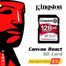Оригинальная kingston Canvas React 32 Гб 64 Гб 128 ГБ 256 ГБ SDHC/SDXC класс 10 SD память UHS-I 100 МБ/с./с флеш-память высокоскоростная SD карта