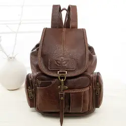 2018 г. винтажные женские рюкзаки элегантный дизайн школьные сумки кожаный рюкзак для ноутбука коричневые женские кожаный рюкзак me820