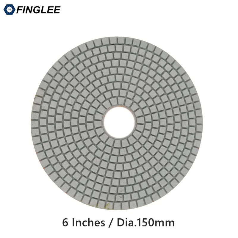 FINGLEE 1 шт. 6 дюймов/150 мм Высококачественный гранит, мрамор, бетон керамический камень восстановление работы влажные Алмазные полировальные колодки