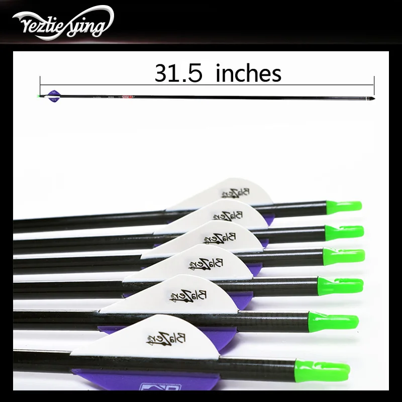 

Crossbow Hunting 6PC 31.5Inch Pure Carbon Arrows Spine 340 Archery Bow and Arrow Carbon Arrows for Recurve Bows