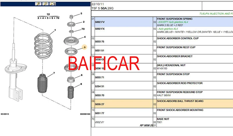 Baificar Фирменная Новинка натуральная передняя подвеска верхний опорный подшипник 503527 для peugeot 206 207 2008 307 308 3008 партнер Citroen C2 C3 C4