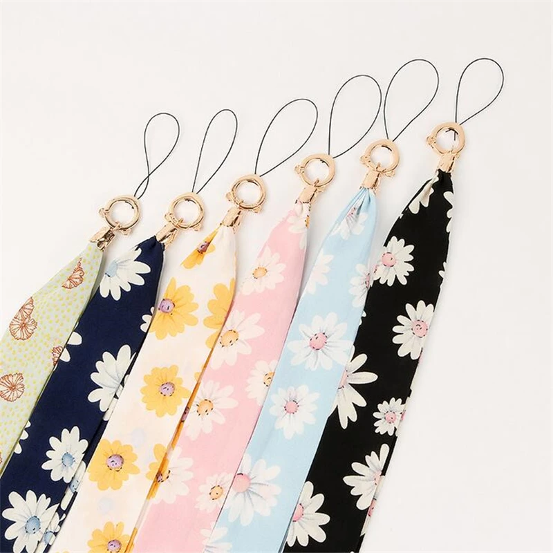 

Universal Flower Pattern Sling Scarf Mobile Phone Lanyard Chain Removable Anti-fall Width Women Lanyard Neck Strap For Keys