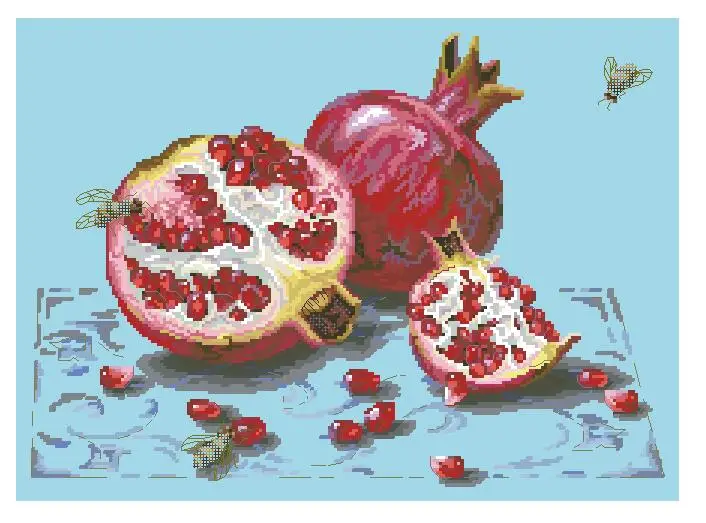 cs-2778 Cross Stitch Kit Garnet Pomegranate Granada Red Fruit and Honey Bee