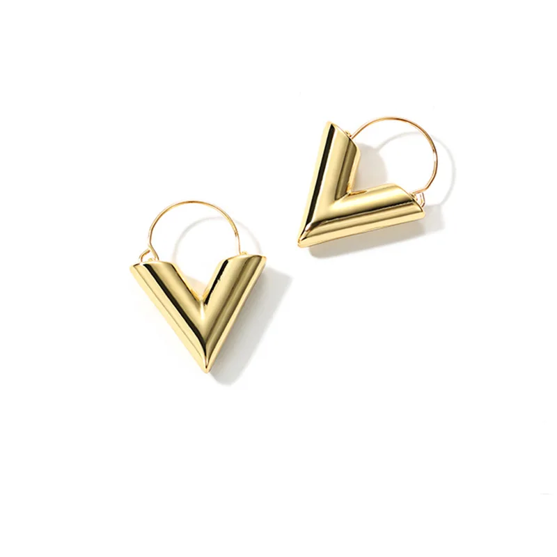 Модные металлические висячие серьги в форме буквы V для женщин, новые простые геометрические треугольные Висячие Серьги Brincos, подарок для девушек и девушек