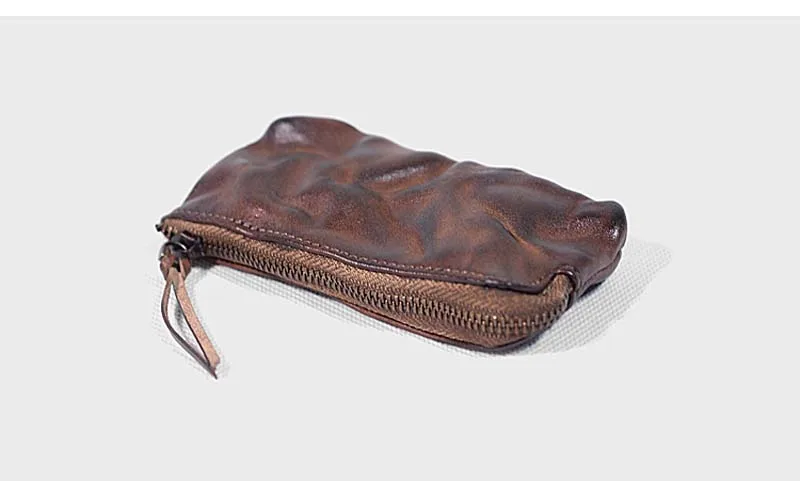 AETOO, простая Ретро сумка для ключей из натуральной кожи, мини кошелек для монет, кожаная маленькая сумка на молнии, сумка для хранения, женская сумка для монет