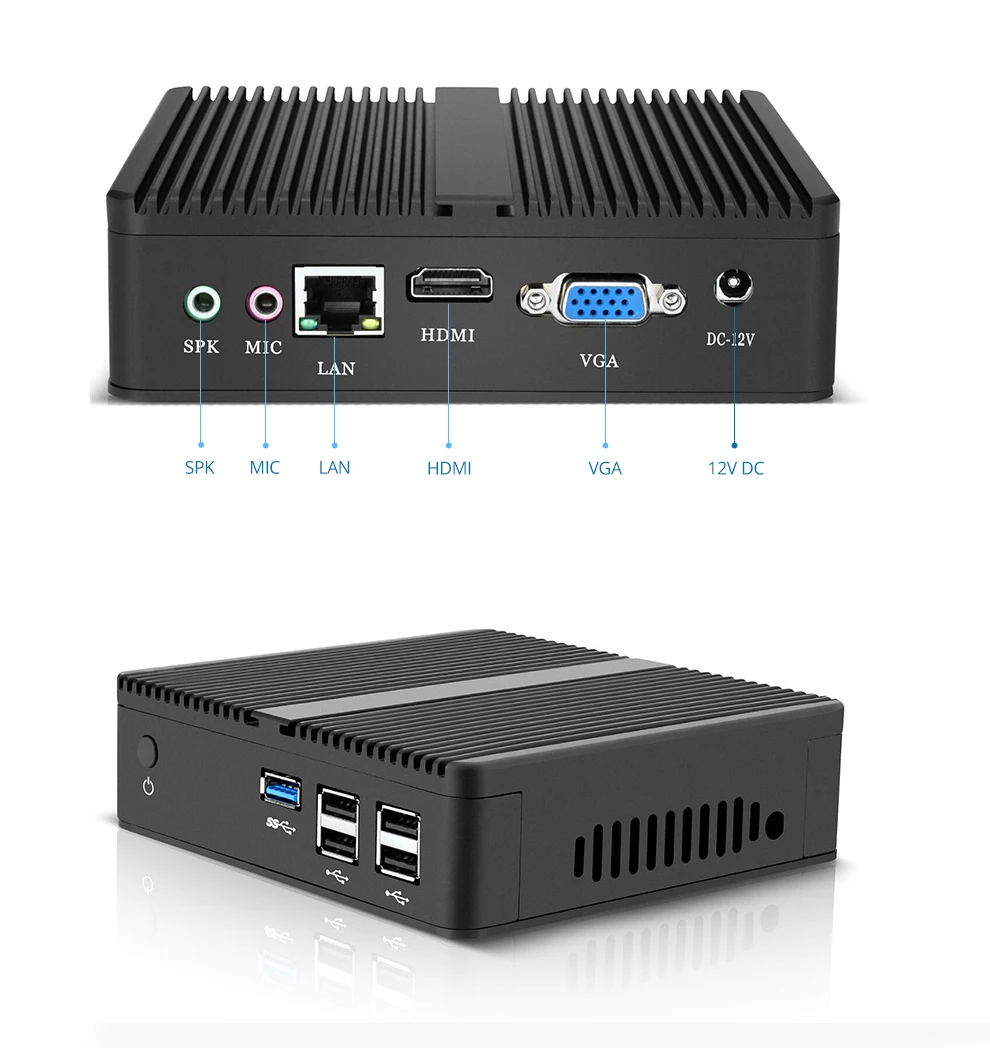 XCY безвентиляторный мини-ПК Intel Celeron N2830 N2840 2,16 ГГц Windows 10 VGA HDMI WiFi офисный HTPC tv КОРПУС настольных компьютеров мини-компьютер