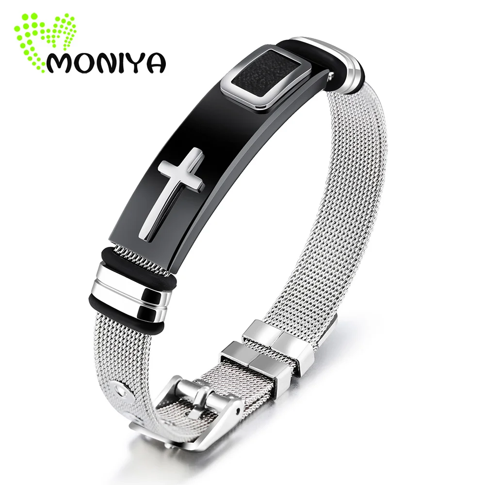 Moniya Fashion Jewelry Stainless Steel Religious Cross Bracelet Bangle