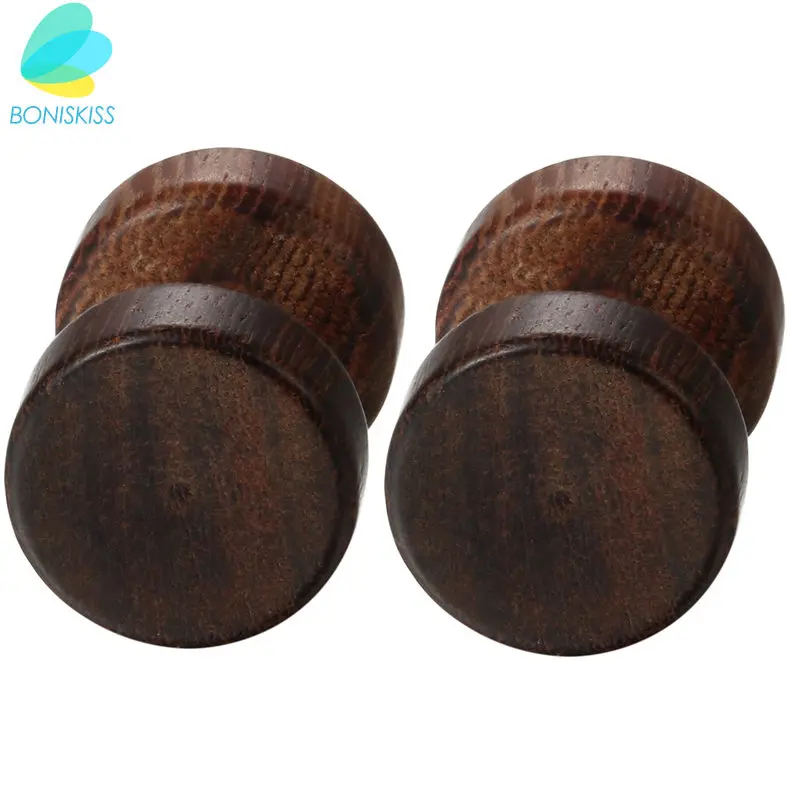 

Boniskiss Men Earrings Stud 8/10mm/12mm Wood Dumbbell Barbell Earrings Double Sided Women Earring Body Piercing Boucle D'oreille