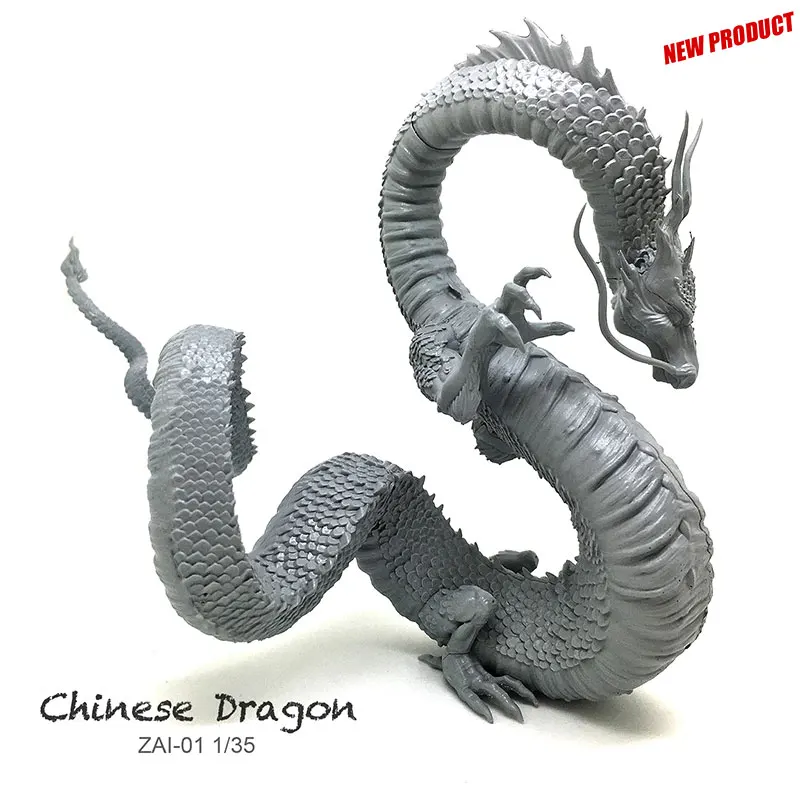 1:35 90mm Resin Figure Model Kit Chinese Dragon Unpainted Figure Mythologic Z4N1 