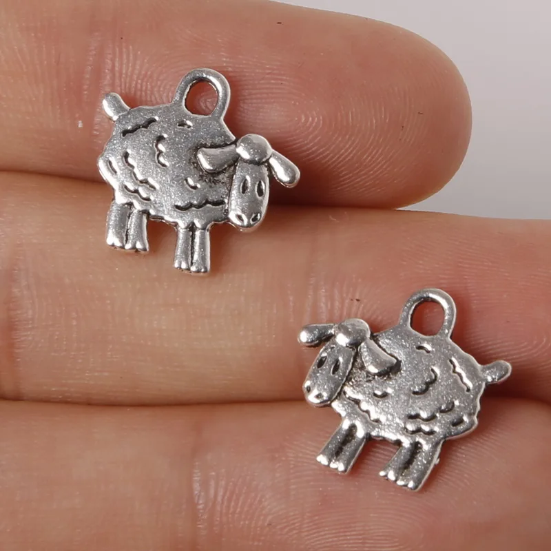 

12pcs 14x15mm Zinc Alloy Antique Silver Sheep DIY Charms Pendants