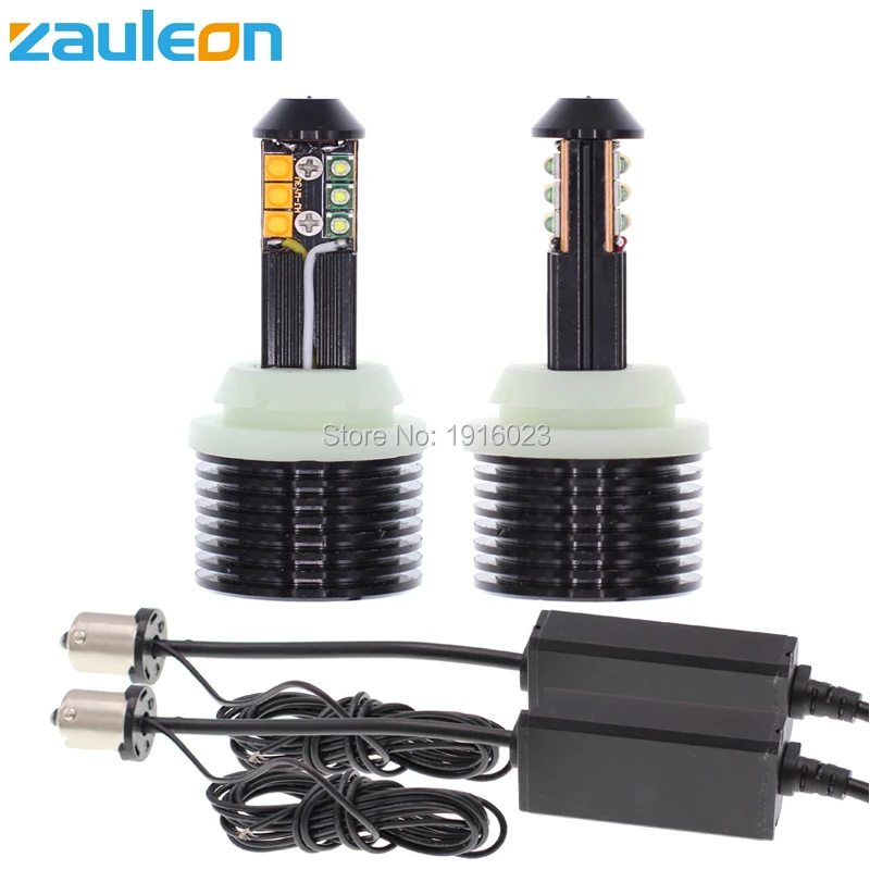 Zauleon 2 шт. 1156 PY21W P21W белый/желтый двойной цвет для передних DRL/указатель поворота светильник Canbus без ошибок нет гипер мигающая лампа