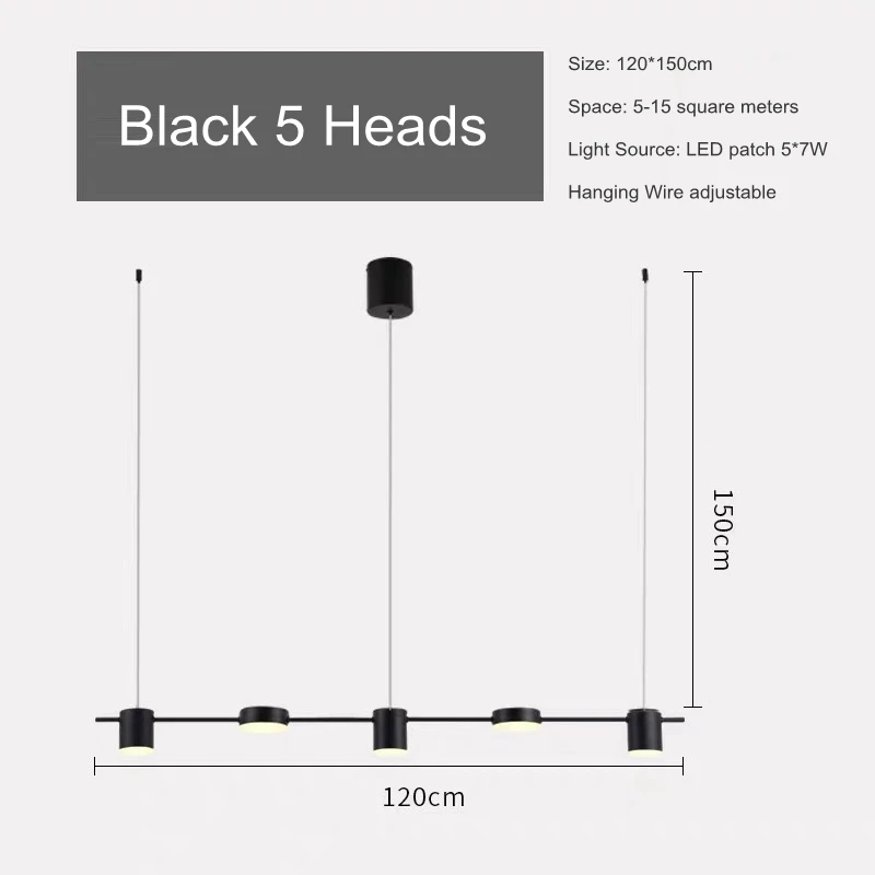 LukLoy светодиодный подвесной светильник креативная личность искусство обеденный стол бар простая модная люстра современный светильник для столовой - Цвет абажура: Black 5 Heads