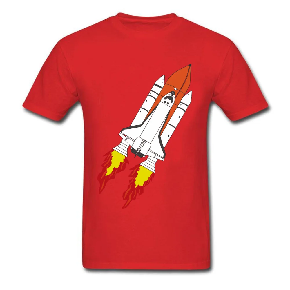 Fashionable Shuttle Tshirts Funny Autumn Short Sleeve Round Collar T Shirt Pure Cotton Mens comfortable Tops Tees Shuttle red