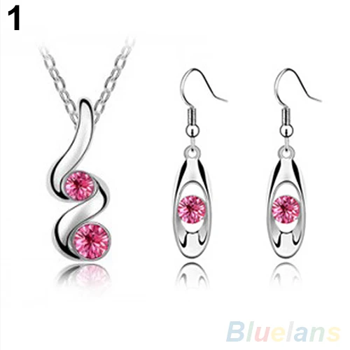 Women s Wedding Party Crystal Alloy Drop Pendant Necklace Earrings Jewelry Set fashion Women s Wedding Party Crystal Alloy Drop Pendant Necklace Earrings Jewelry Set fashion