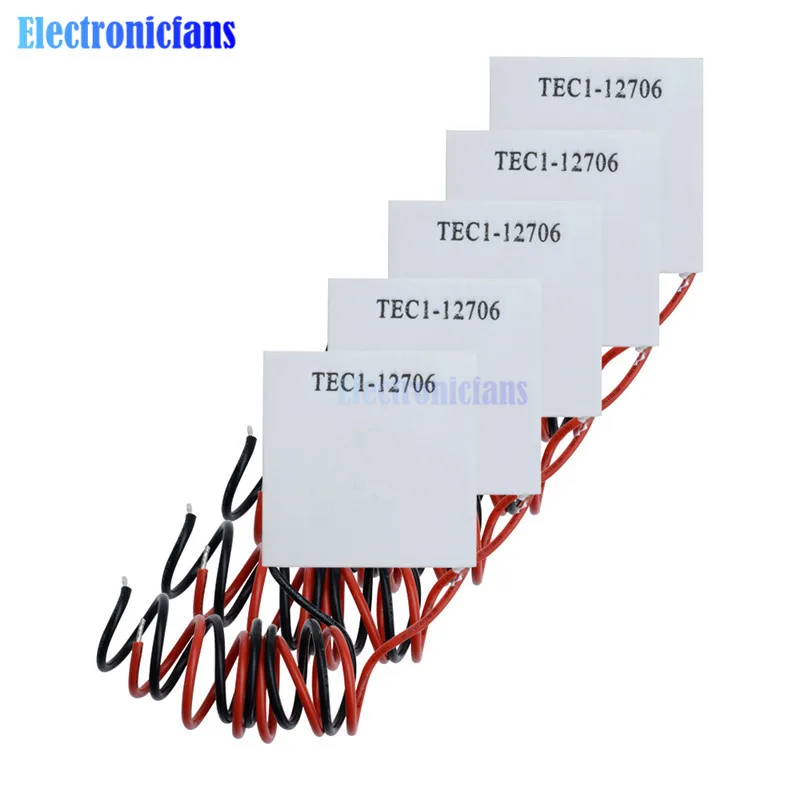 5PCS TEC1-12706 TEC112706 12V 60W Heatsink Thermoelectric Cooler Cooling Peltier Plate Module New of semiconductor refrigeration |