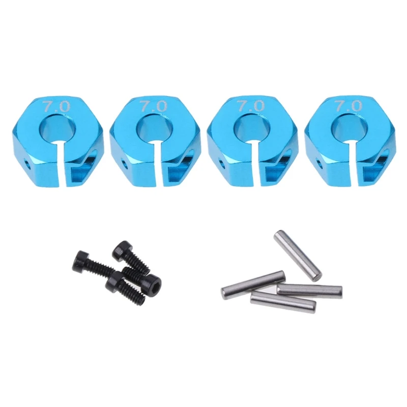 12 Pcs 1 10 RC Car Tire Parts Alloy 7 0 Wheel Hex 12mm Drive 4P