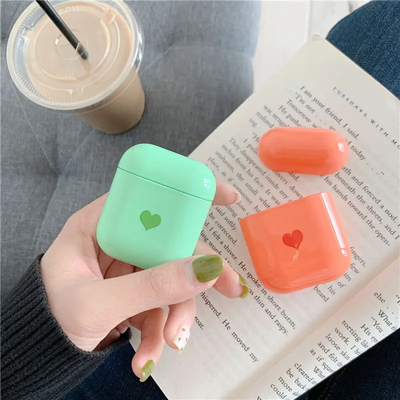 Жесткий Чехол для ПК с конфетным сердцем для Apple Airpods 1 2 зарядная Коробка Чехол для Apple Airpods 1 2 кожухи головных телефонов защитные Air Pods