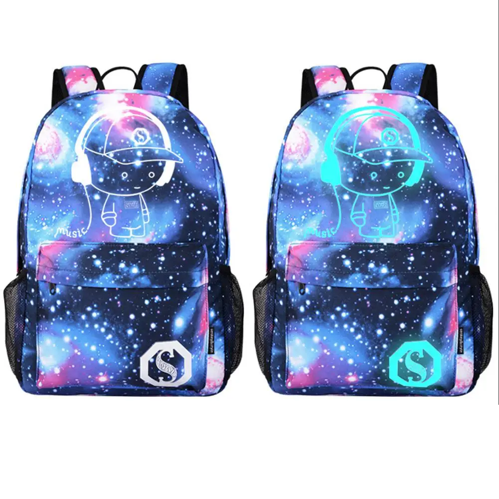 

Yfashion Stylish Luminous Starry Sky Backpack Waterproof Laptop School Bag with USB Charging Port For Women Men