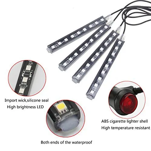 Автомобильный RGB светодиодный DRL ленточный светильник с музыкальным управлением, светодиодный ленточный светильник, s цвета, автомобильная интерьерная декоративная атмосферная лампа с пультом дистанционного управления