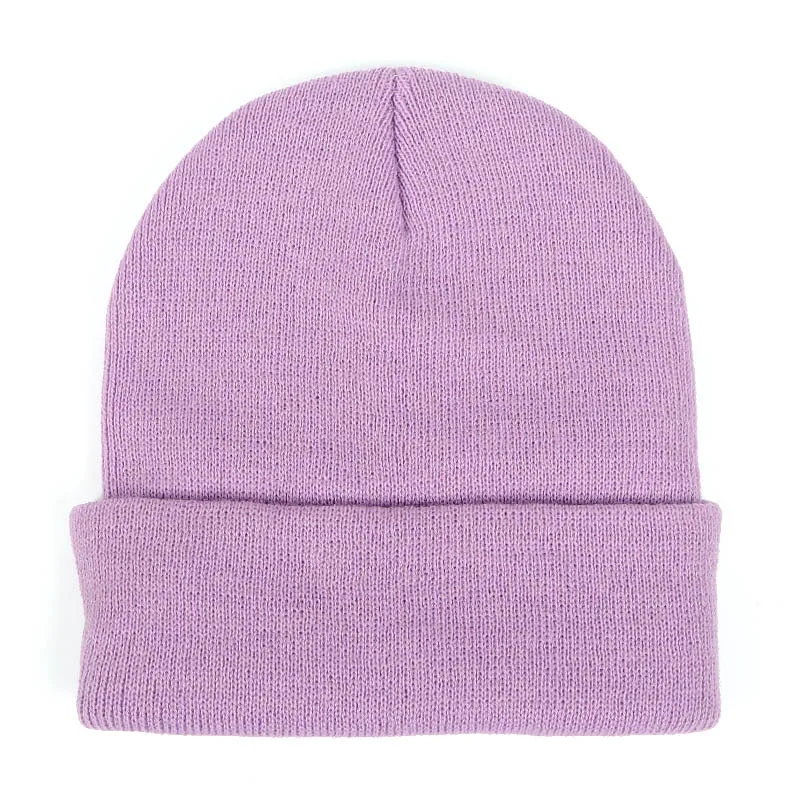Осенняя и зимняя вязаная шапка фиолетовая белая розовая черная бежевая кепка хип-хоп