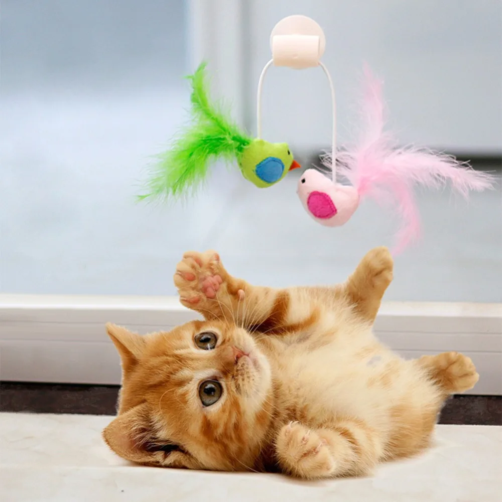 

Hot Funny Cat Catnip Toys Interactive Feather Toy Creative Bell Wall Hanging Sucker Toys for Indoor Cats Kitten Small Animals