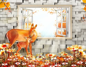 

3D Curtain Printing Blockout Polyester brick 3d curtains