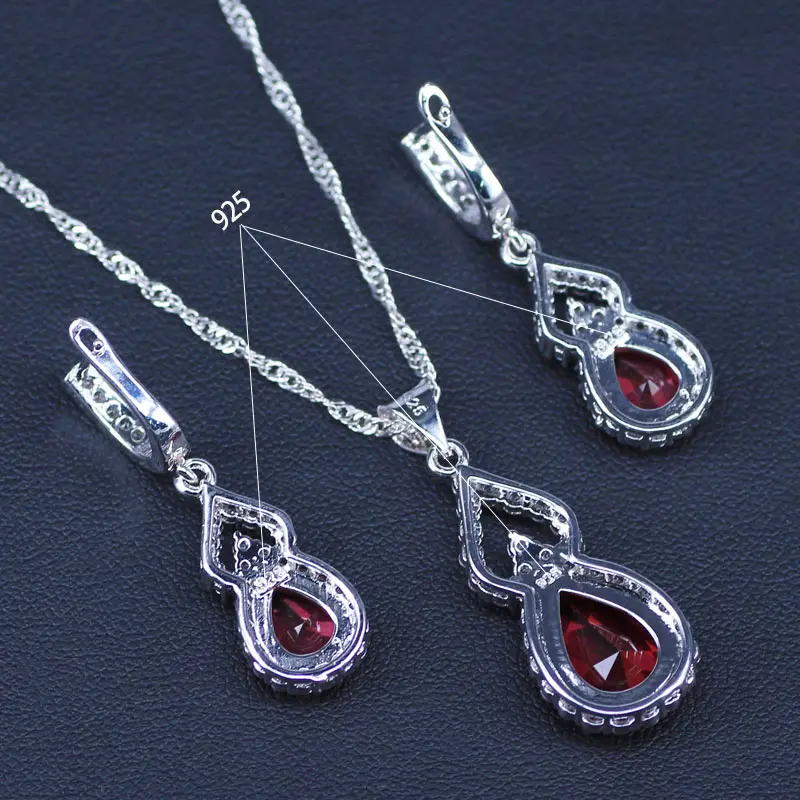 4 шт. серьги и кольцо серебряного цвета с гранатом|jewelry set 925|jewelry setsset 925 |