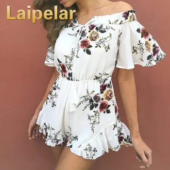

Sexy Women Summer Floral Jumpsuit Strapless Holiday Mini Playsuit Ladies Jumpsuit Summer Fashion Clothes Jumpsuit For Ladies